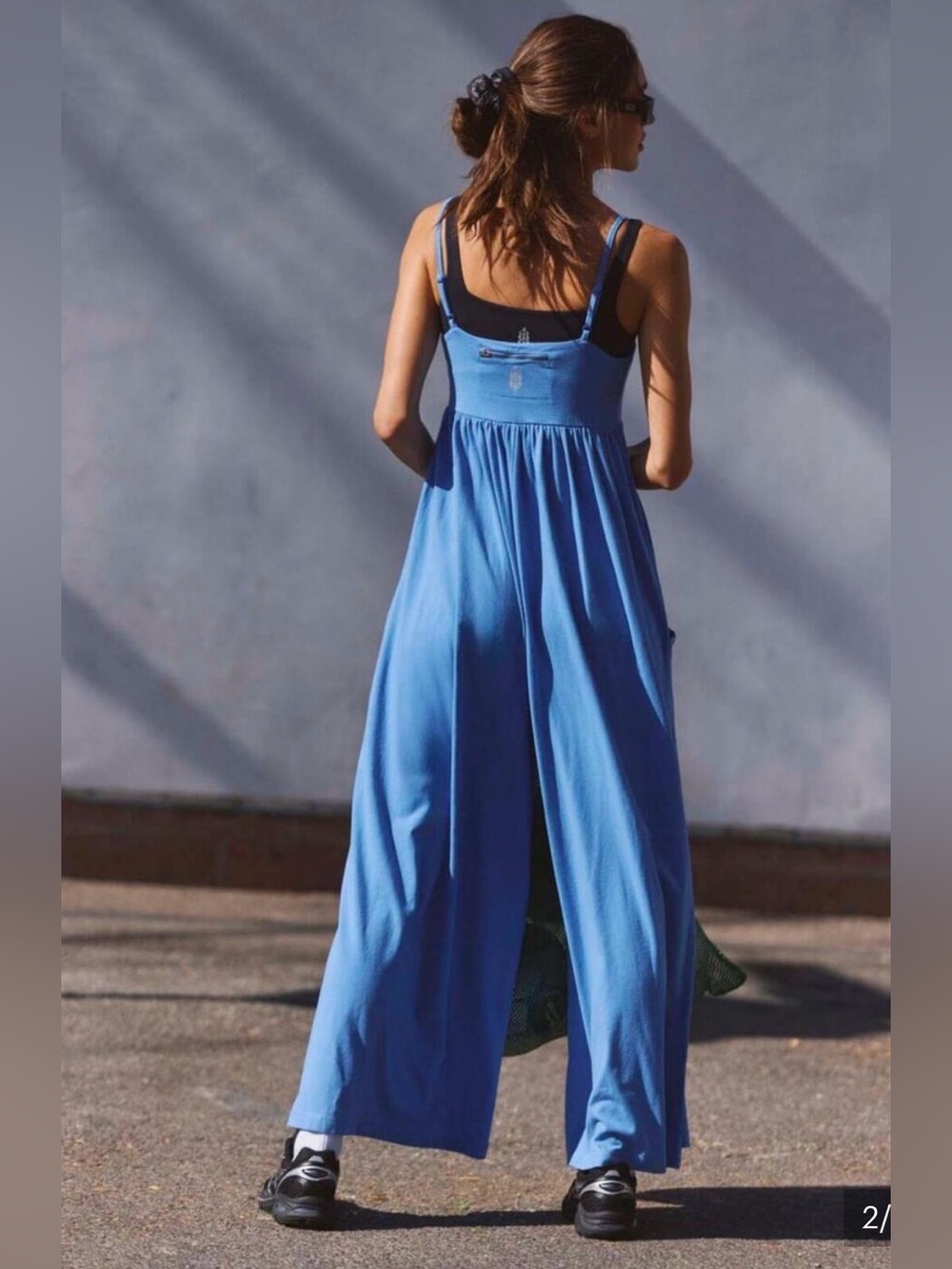 NWT Free People FP Movement Hot Shot Strappy Onsie Jumpsuit Jumper Blue Size XL - Picture 2 of 12